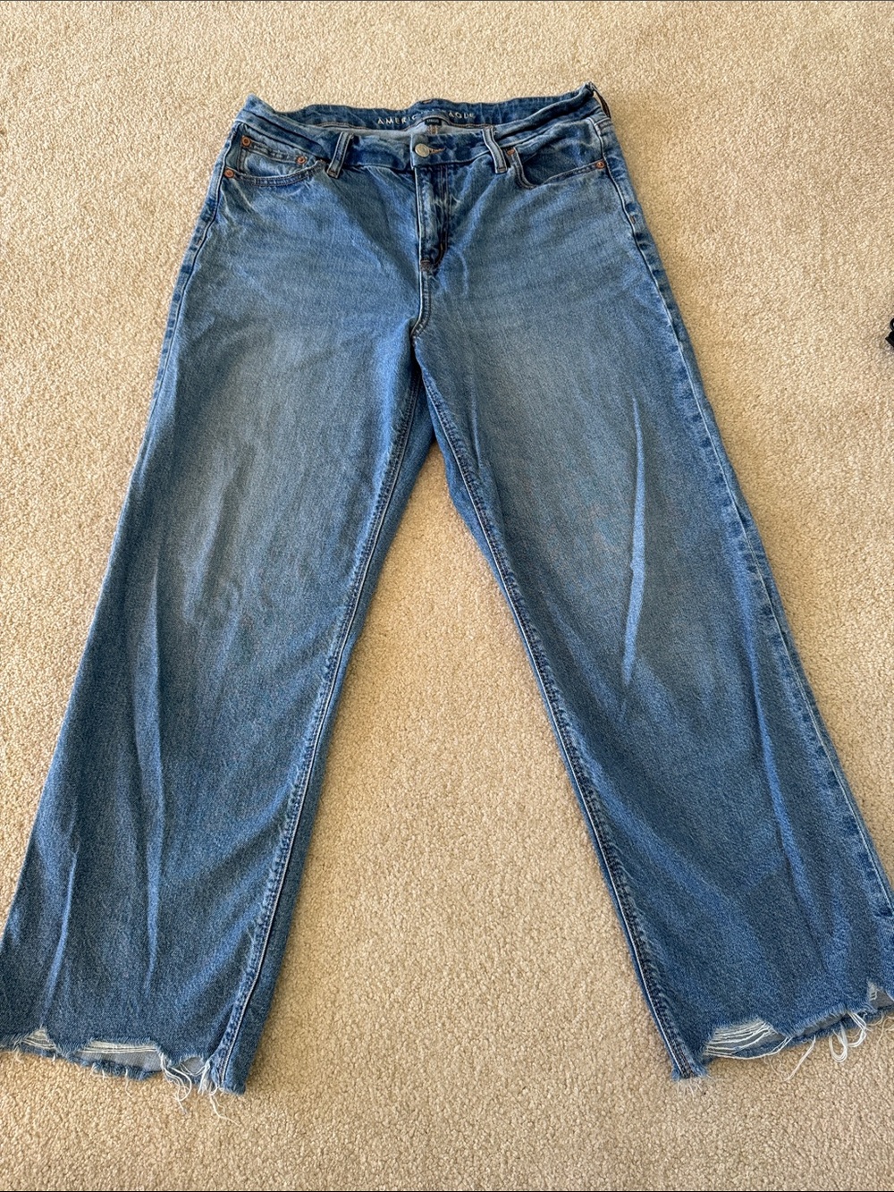 American Eagle Outfitters Mid-Blue Wide-Leg Jeans